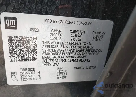 2023 Chevrolet Trailblazer Awd Rs from USA, damaged, VIN KL79MUSL1PB190042